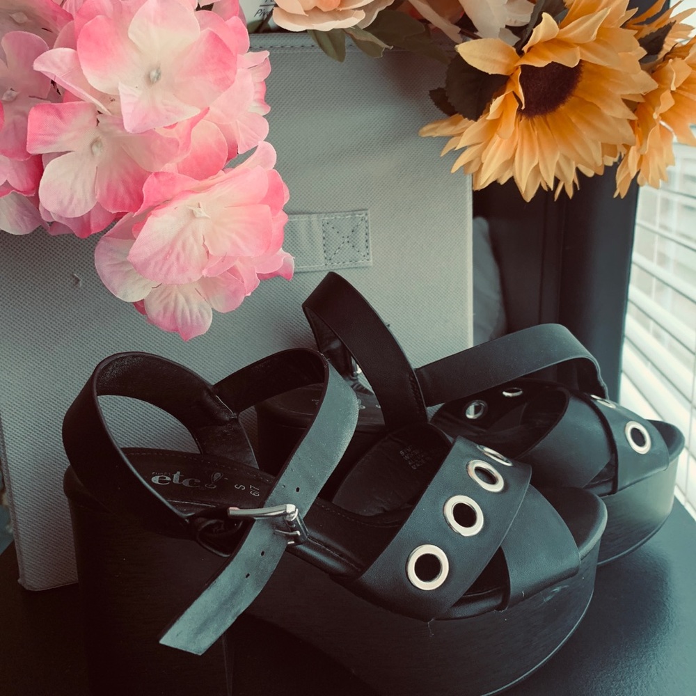 Black Strap Heel with Metal